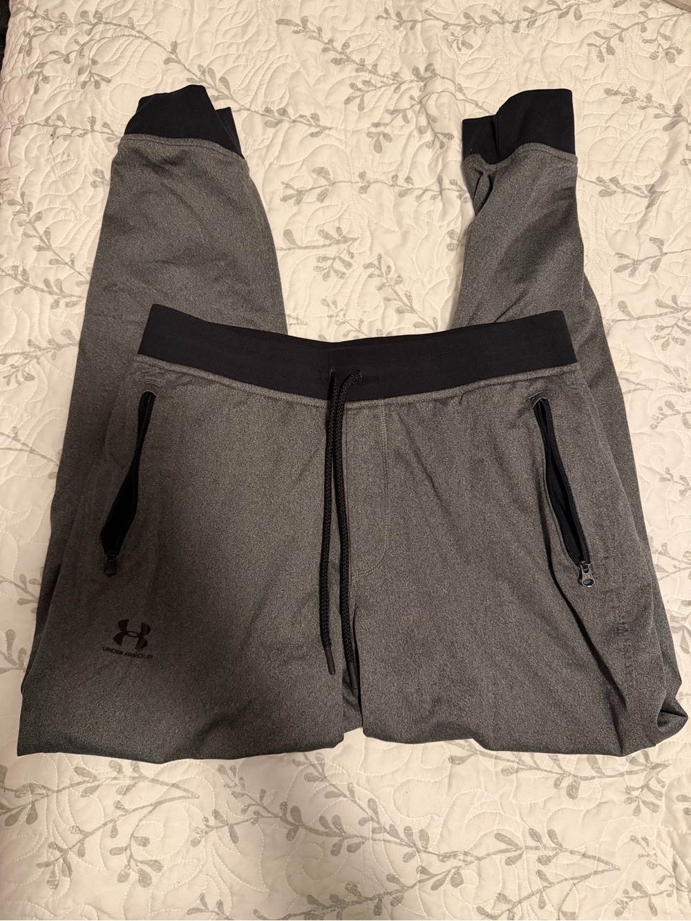Under Armour Gray Heather Joggers with Black Trim